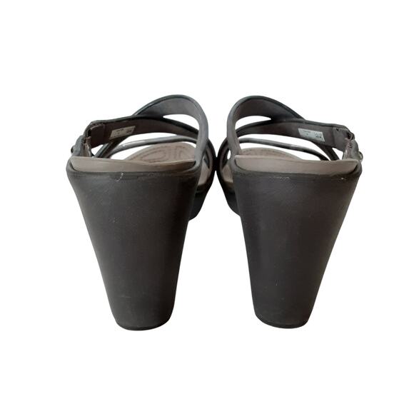 Crocs Cyprus IV Heel Sandals Womens 9 Espresso Strappy Block Heel Mushroom - Picture 4 of 9